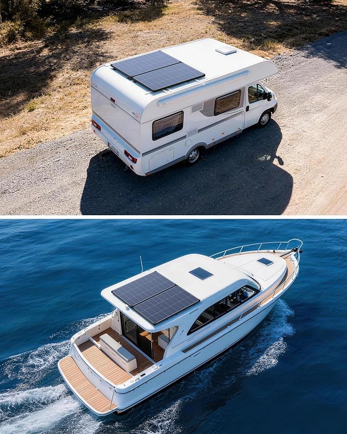 ZOUPW 220W N-Type 16BB Solar Panel Kit(2 * 110W) with 30A PWM Charge Controller,25% High Efficiency Mono Offgrid Power System for 12V/24V Battery,11AWG Cables Y-connectors for RV Boat Camper Cabin
