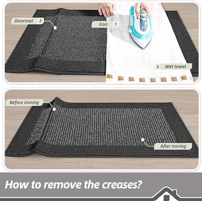 BEQHAUSE Indoor Door Mat 20" x 48", Dirt Trapper Door Mats Non-Slip Entryway Rugs Washable, Resist Dirt Absorbent Welcome Mat, Low Profile Floor Mats for Front Back Door and Entryway, Charcoal