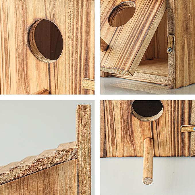 Bird Houses for Outside,Wooden Birdhouse with Open House Design - Perfect Nesting Box for Bluebirds - Assembly Required - Ideal for Outside - Blue Bird House for Outdoor Clearance