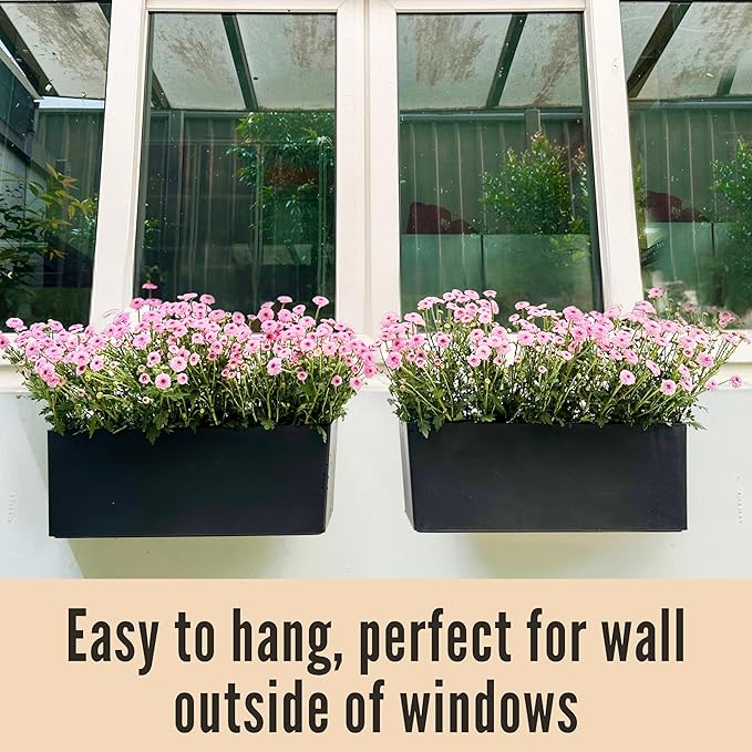LaLaGreen Bundle- 7 Pack, Assorted Sizes Self Watering Planter + 2 Pack, 14 Inch Black Self Watering Pot Indoor Flower Herb Plant Pot Windowsill Stylish Rectangular Hanging Home Decor Outdoor Garden