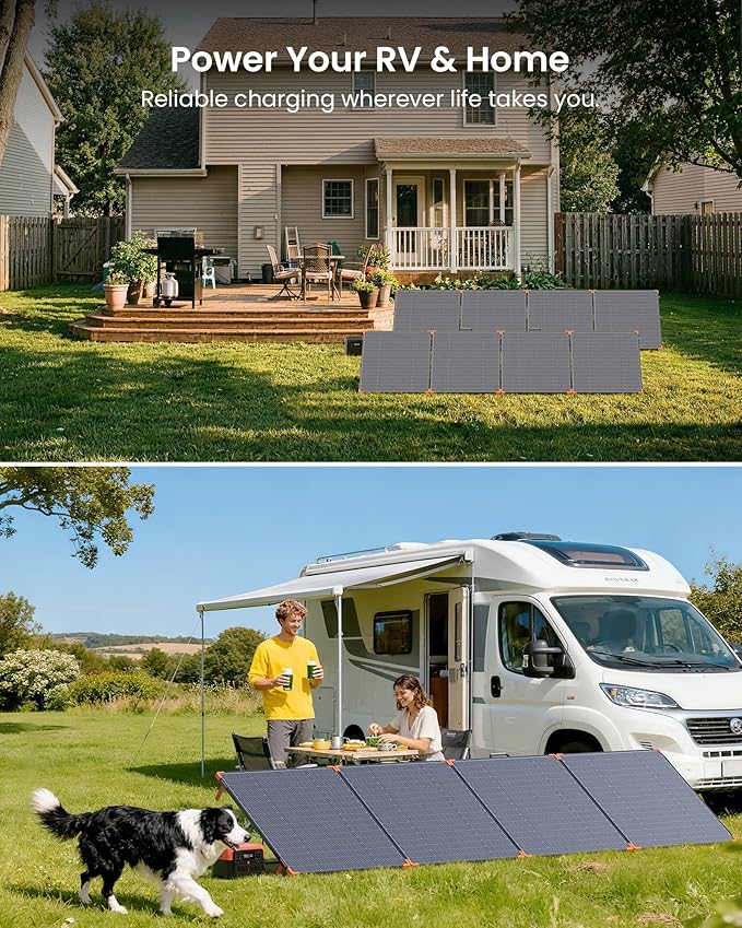 ZOUPW 450W Portable Solar Panel,38V N-Type 16BB 25% High Efficiency Foldable Solar Charger for EcoFlow Delta/Anker C1000/Jackery/Bluetti Elite 100,IP68 Waterproof for Offgrid RV Power Backup