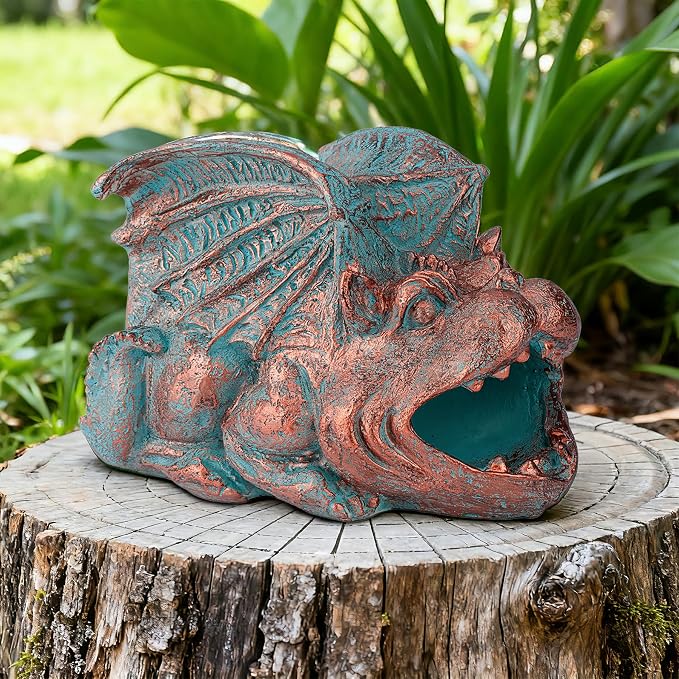 Teaeeno Gargoyle Gutter Downspout Extension, Gothic Statue Gutter Downspouts Extension, Funny Animal Garden Splash Block Outdoor Sculpture, 3"×4" Rain Gutter Downspout Splash Block(Blue)