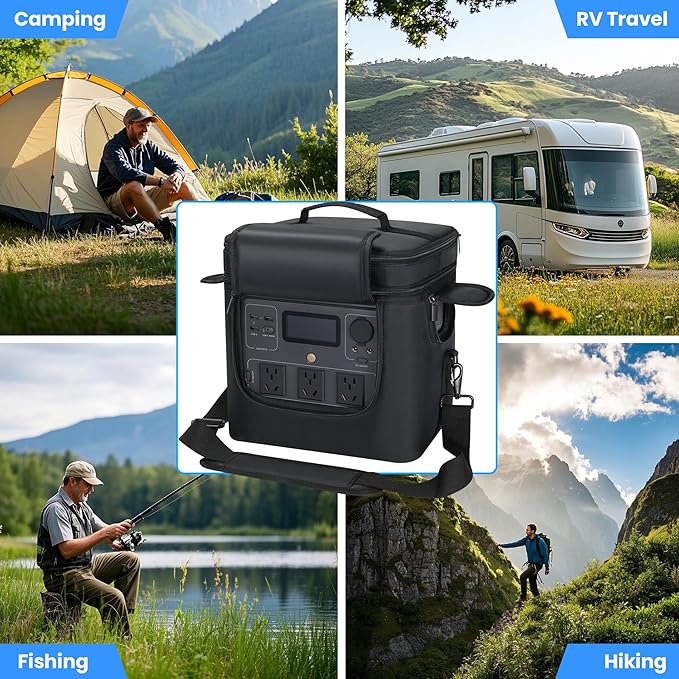 Carrying Bag Compatible with ECOFLOW River 2 Pro, Power Storage Bag with Adjustable Shoulder Strap, Soft Generator Cover with Side Zipper,28 * 27 * 23CM (Black, For River 2 Pro)