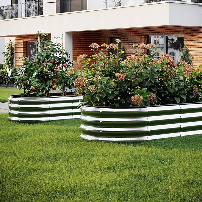 ZFHgarden Galvanized Metal Planter Raised Garden Bed Kit for Gardening Outdoor,4x2x1ft 2 Planter Grow Garden Box Raised Flower Bed,Long Vegetable Clearance Herb Raised Garden Beds for Gardening Metal