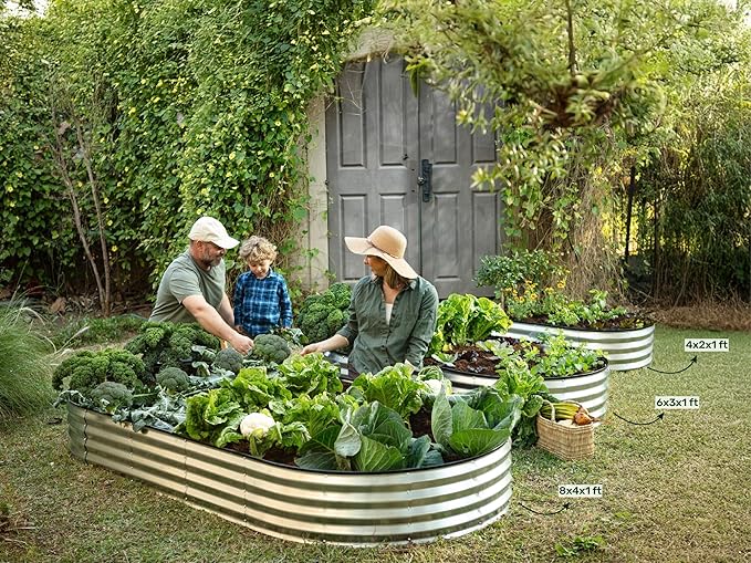 Plant & Plot Galvanized Raised Garden Beds Outdoor // 6×3×1 ft (2-Pack) Planter Raised Beds for Gardening, Vegetables, Flowers // Large Metal Garden Box // Patented Tool-Free Design (Silver)