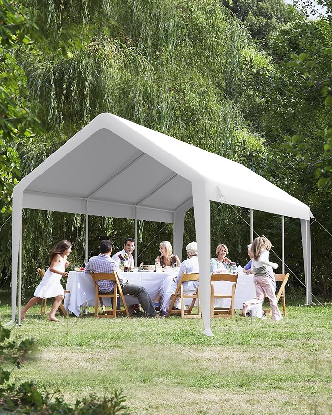 Hipicute 13'x20' Waterproof & UV-Resistant carport Replacement Canopy Cover -220G PE Fabric - White (Cover Only, Frame Not Included)