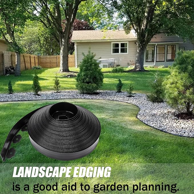 Landscape Edging 2.5 Inch Tall 100 FT, Black Edging for Landscaping with 5Pcs connectors and 120 Pcs Anchoring Spikes for Garden Flower Beds Yard Lawn