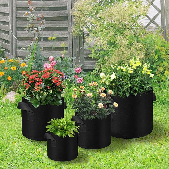 30 Pack 15 Gallon Plant Grow Bags, Breathable Felt Non-Woven Aeration Fabric Plant Grow Pots, Garden Planting Containers for Nursery Vegetable Flower Grow Bags with Handles (19.7x11.8inch)