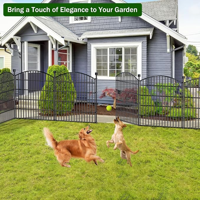 15 Panels Decorative Garden Fence with Gate - 32 in (H) x 35.4 ft (L) No Dig Dog Fence Outdoor for Yard, Rustproof Tall Garden Fencecing Panels, Animal Barrier Suitable for Yard Border, Patio