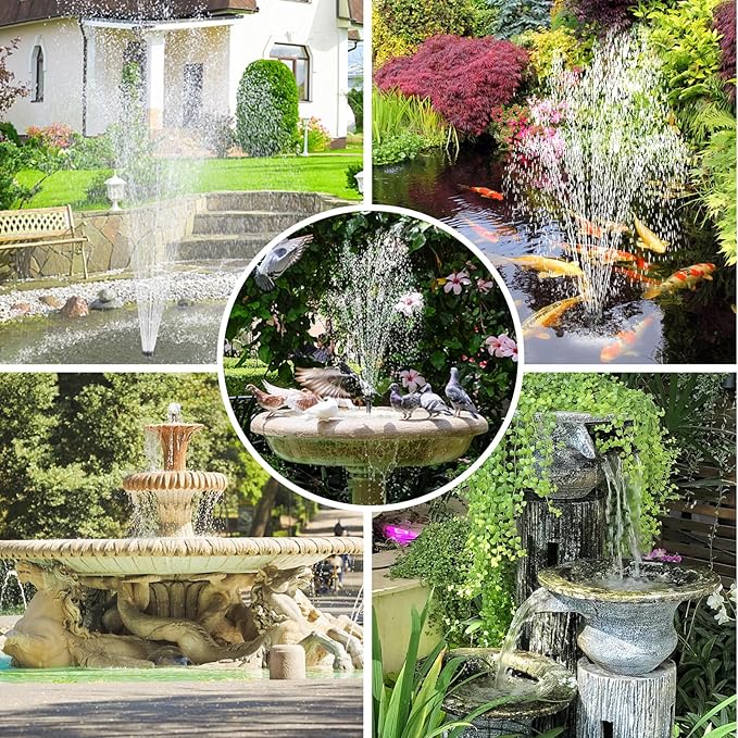 Solar Pond Pump, 20W Solar Fountain Pump with 350GPH Flow & 4 Spray Styles, 16.5Ft Extendable Power Cord, Debris Barrier Bag for Outdoor Fountain, Ponds, Fish Tank, Waterfall, Garden Water Features