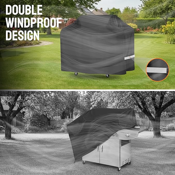 Lime Grill Cover - 58 Inch Heavy Duty BBQ Grill Cover for Outdoor Grill, Waterproof, UV, Fade & Tear Resistant, Gas Grill Cover for Weber Charbroil Genesis Nexgrill and More