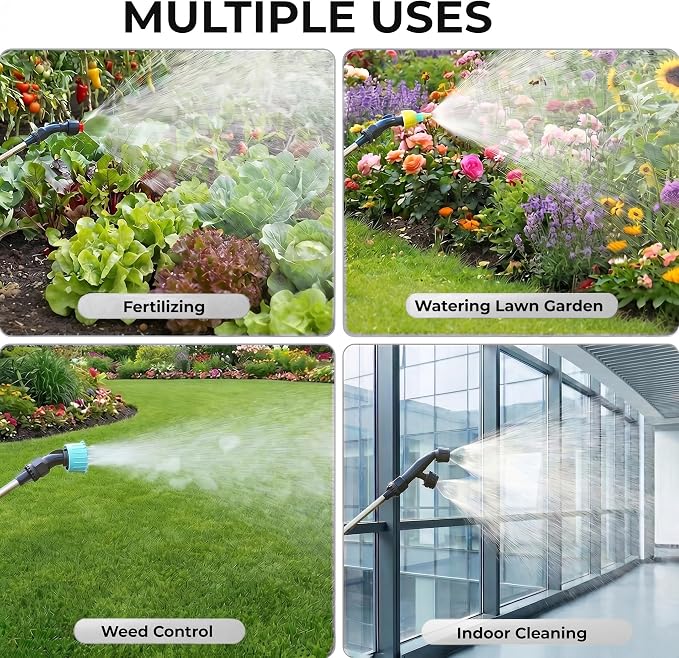 2 Gallon Battery Powered Sprayer, Upgrade Electric Garden Sprayer with 4 Types of Nozzles, 3-Level Adjustable Speeds, Retractable Wand and Adjustable Shoulder Strap for Lawn, Garden and Yard