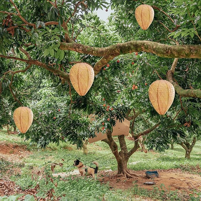 ZeeDix 8 Pack Hanging Paper Fake Wasp Nest Decoy- Fake Hornets Wasp Nest for Outdoor, Home and Garden(8.66"×11",Warm Color)