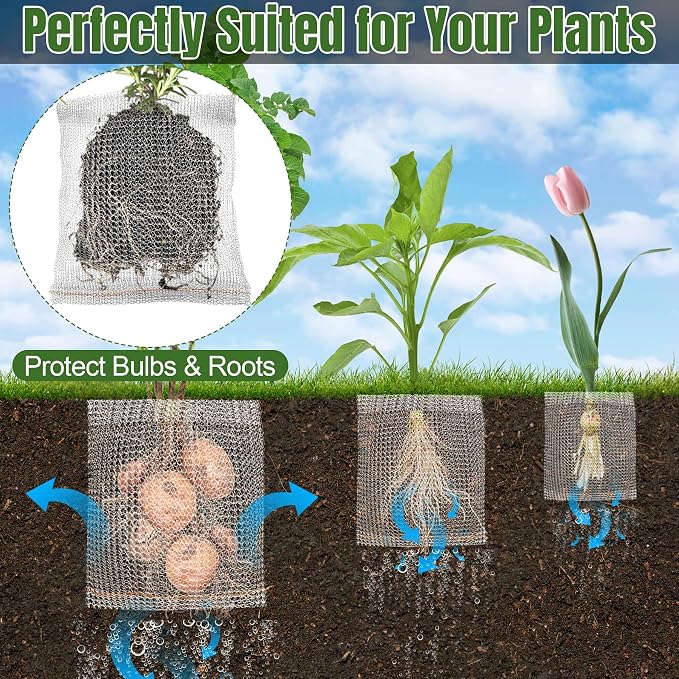 8 PCS 5 Gallon Root Guard Gopher Proof Wire Baskets, Stainless Steel Gophers Moles Voles Proof Mesh Baskets, Underground Cages for Protecting Plant Roots, Trees, Flowers, Crops, Tubers