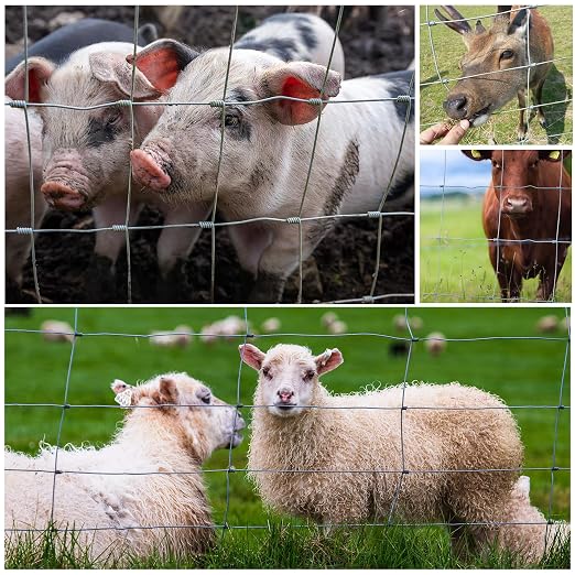 6ft x 100ft Thicker Heavy-Duty Livestock Fence, High-Zinc Galvanized Cattle Fence, Farm Wire Fencing for Hog, Goat, Deer & Horse