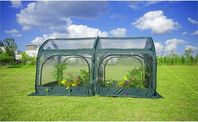porayhut Pop Up Greenhouse Cover Flower House Mini Gardening Plant Flower Sunshine Room,Backyard PVC Cover for Cold Frost Protector Gardening Plants(98''Long Tunnel Greenhouse Tent )