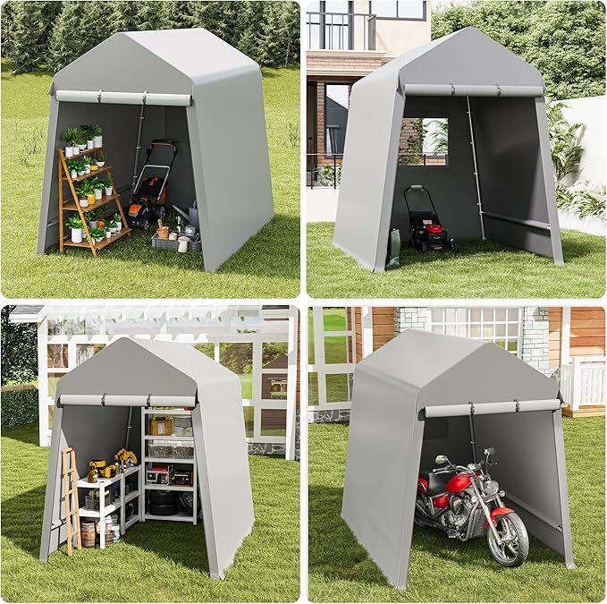 7x12FT Portable Storage Shed Waterproof Outdoor Garage Carport with Ventilation