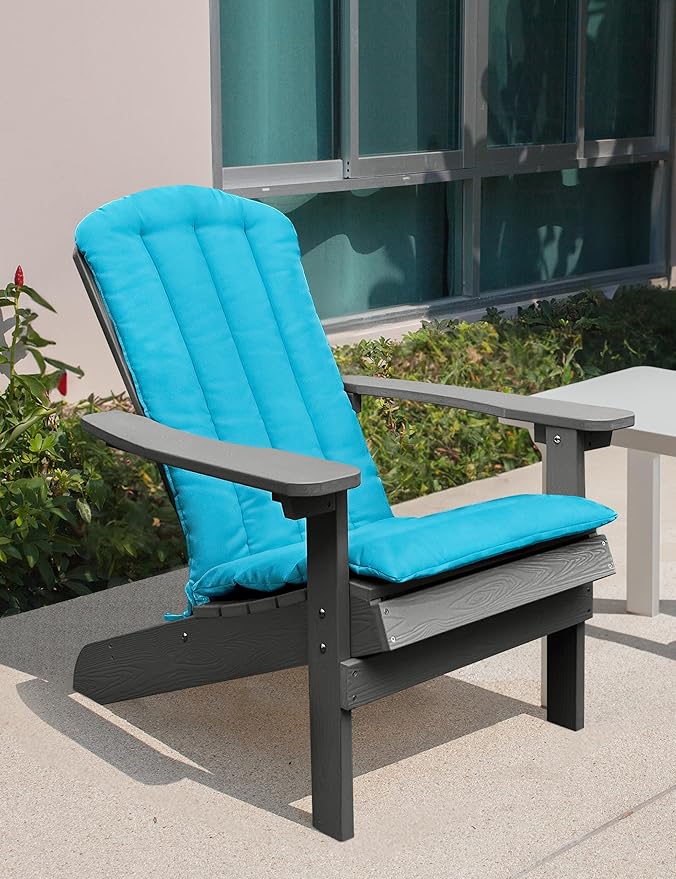 YEFU Adirondack Chair Cushion, Thin Rocking Chair Cushions with Straps Set of 2, Folding Patio Chair Pad for Indoor and Outdoor, 19.7x18.9x1.5 Inch, Aruba