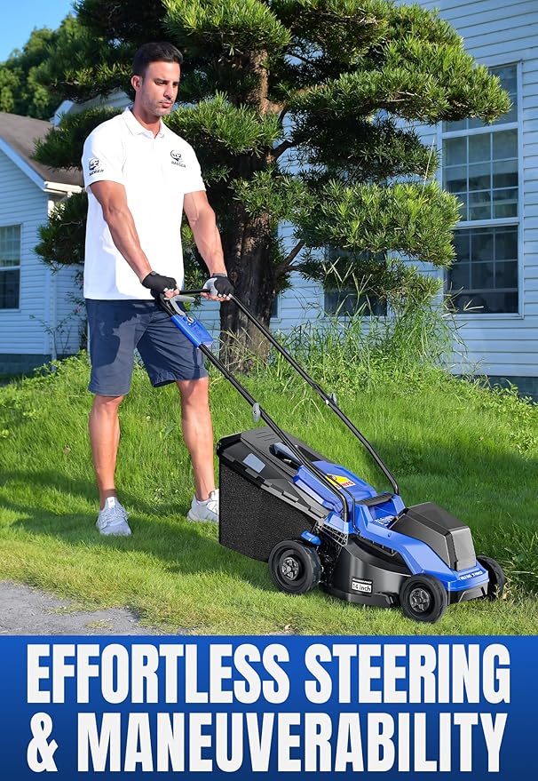 Wild Badger Power 40V 14″ Cordless Lawn Mower Brushless,5,445 sq ft/0.125 ac,1×4.0Ah Battery & Fast Charger, 5-Position Height,for Townhomes & Small Yards