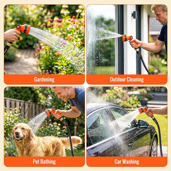 Nitigo Ultra Lightweight Garden Hose 50 FT, Non-Expanding Flexible Water Hose with 10-Function Sprayer, Kink-Free, Nylon Outer Layer, Burst 280 PSI for Outdoor Gardening, Pet Bathing (3/4" GHT)