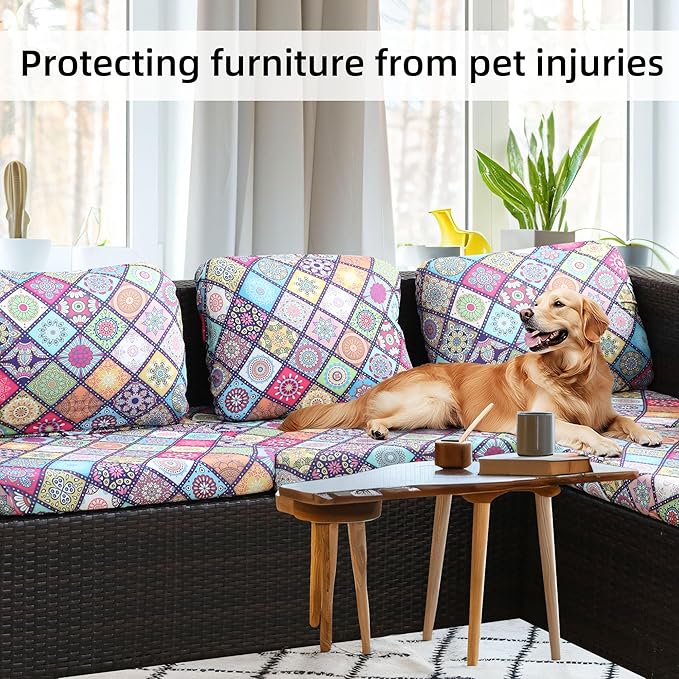 BIETYONE 8Pcs Stretch Patio Cushion Covers,Outdoor Couch Covers Replacement,Outdoor Couch & Sofa Slipcovers,for Patio Furniture Cushion Covers,Washable Reusable urniture Protector(Colored Glass,8PCS)