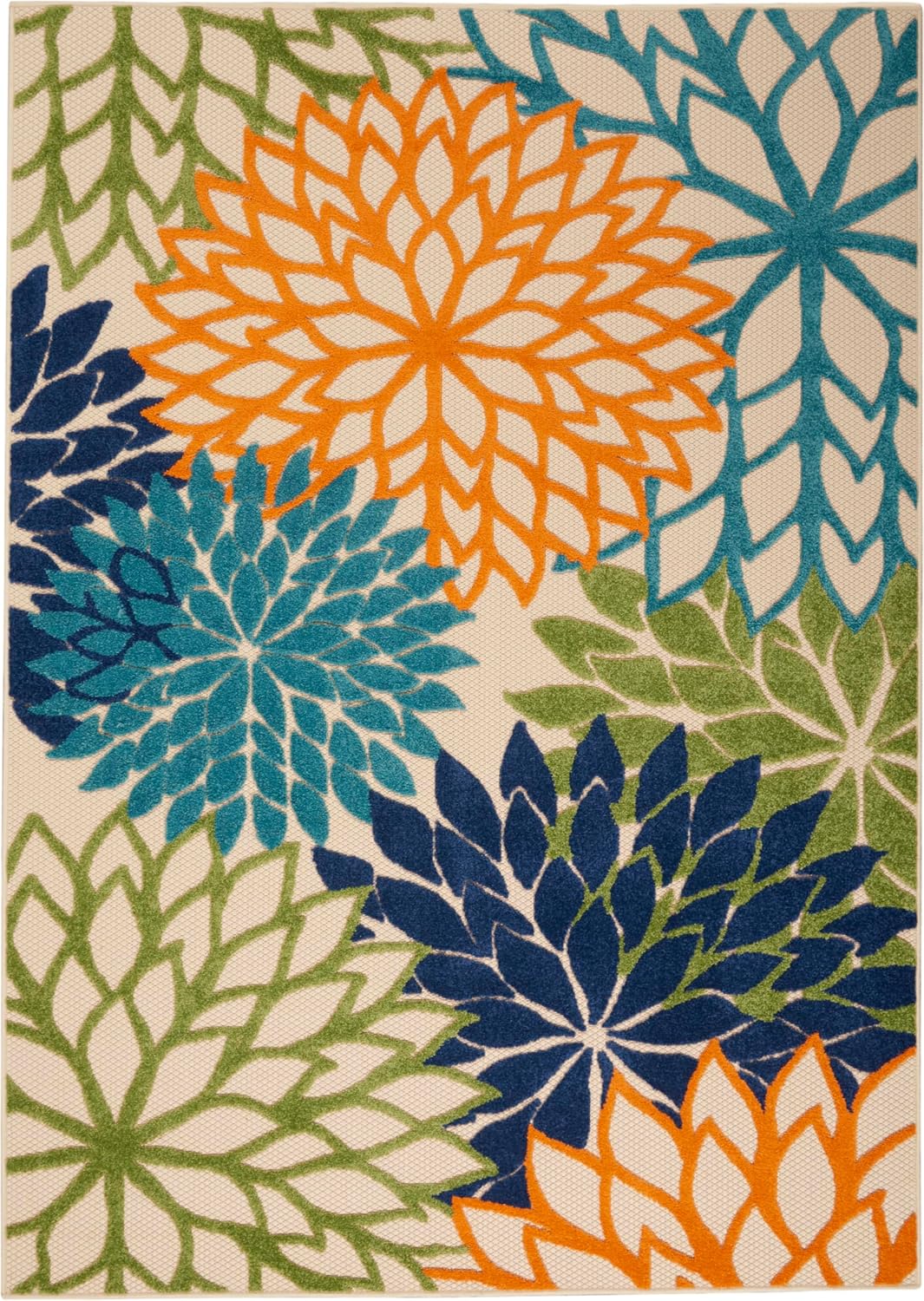 Nourison Aloha Indoor/Outdoor Multicolor 6' x 9' Area Rug, Easy Cleaning, Non Shedding, Bed Room, Living Room, Dining Room, Deck, Backyard, Patio (6x9)