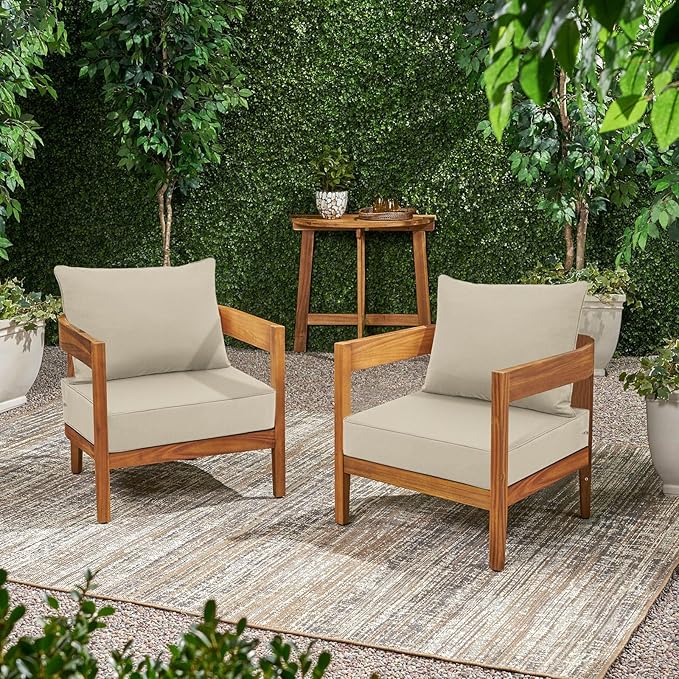 Favoyard Outdoor Seat Cushion Set 24 x 24 Inch Water-Resistant & Fade-Resistant Patio Furniture Cushions with Removable Cover Deep Seat & Back Cushion with Tie Straps for Chair Sofa