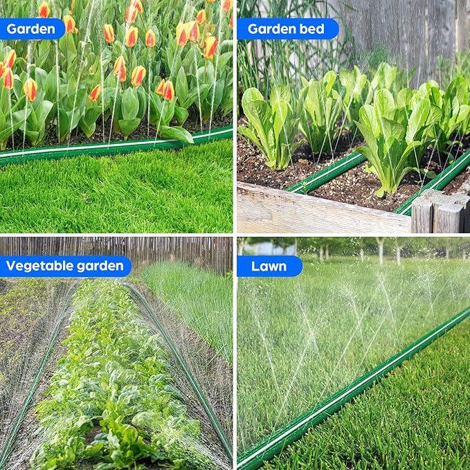 Jin&Bao Sprinkler Hose with Holes 15FT, Heavy Duty Watering Garden Hose, High-Efficiency Sprinklers System for Lawn and Garden with Staples