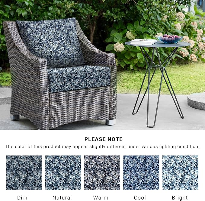IPYNBAP Outdoor Cushions for Patio Furniture,Outdoor Seat Cushion Set 24 x 24 x 4 Inch,Waterproof & Fade Resistant Outdoor Chair Cushions,Deep Patio Chair Cushion with Removable Cover,Green Paisley