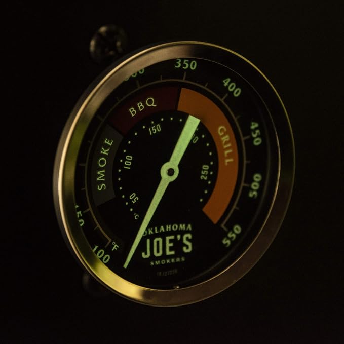 Oklahoma Joe’s Highland Offset Smoker Cover, Black & Oklahoma Joe's 3695528R06 Temperature Gauge , Silver