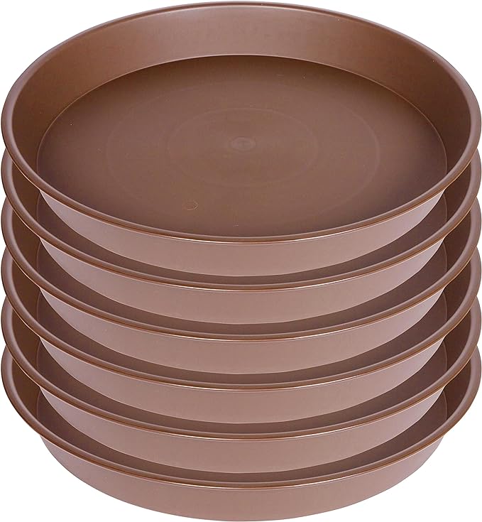 2 Pack of 8 inch Plant Saucer Clear, Heavy Duty Plastic Plant Water Tray 8 inch Round, Flower Plant Saucers for Indoors No Holes, Plant Dishes Saucer for Planter 7"/8" (8", Chocolate)