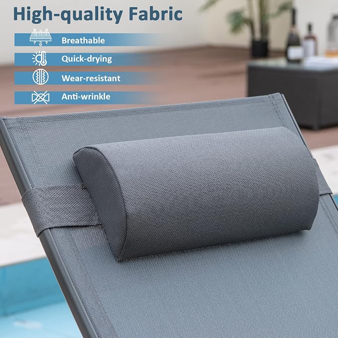Tangkula Outdoor Glider Recliner Chair, Adjustable Backrest Patio Gliding Lounger Chair with Armrests and Pillow, Outdoor Swinging Rocking Chair with Breathable Fabric for Poolside, Backyard (1, Grey)