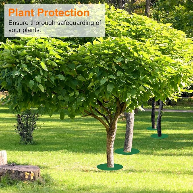 HARFINGTON 8pcs Tree Mulch Ring 28.3 Inch Non-Woven Round Tree Protector Weed Barrier Mat Plant Cover Rings for Weed Grass Control Root Protection, Green