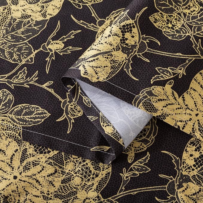 FADFAY Rose Sheets Set King Vintage Black Gold Floral Bedding Shabby Peony Botanical Sheets Luxury Farmhouse Bedding 800 Thread Count 100% Egyptian Cotton Deep Pocket Fitted Sheet 4Pcs, King Size