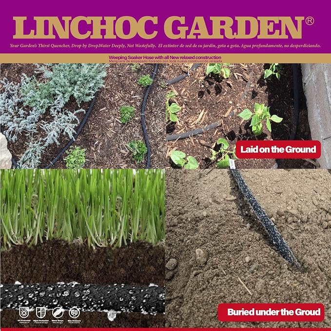 5/8 Inch 25FT Soaker Hose - High Flow Flexible Design for Medium Lawns, Flower Beds | Durable, Eco-Friendly & Root-Targeted Water-Saving