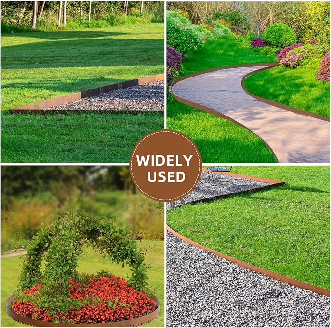 Weathering Steel Edging 6 Pack, 40" L x 6" H Depth Corten Steel Landscape Edging Kit Rust Patina Finish, 20ft Total Metal Edging for Landscaping, Metal Garden Border & Lawn Edging