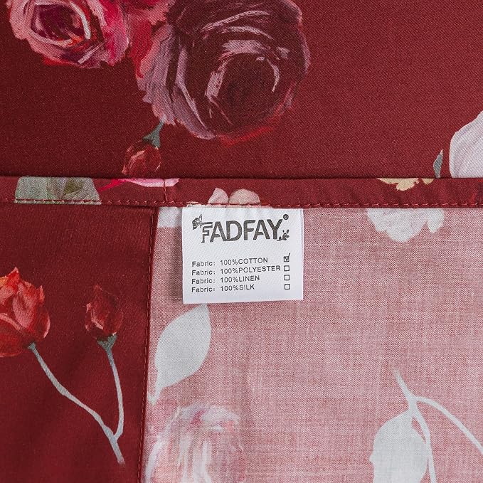FADFAY Red Rose Sheets Set Queen Vintage Rose Floral Bedding Chic Rose Flower Bed Sheets Shabby Farmhouse Bedding 100% Egyptian Cotton 800 Thread Count Deep Pocket Fitted Sheet 4Pcs, Queen Size