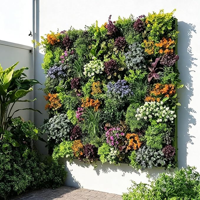 Wall-Mounted Planters Indoor, Living Wall Planter with 4 Pots - Vertical Planter Wall & Hanging Planter for Home, Office, Balcony or Shop No Assembly Required (Black)