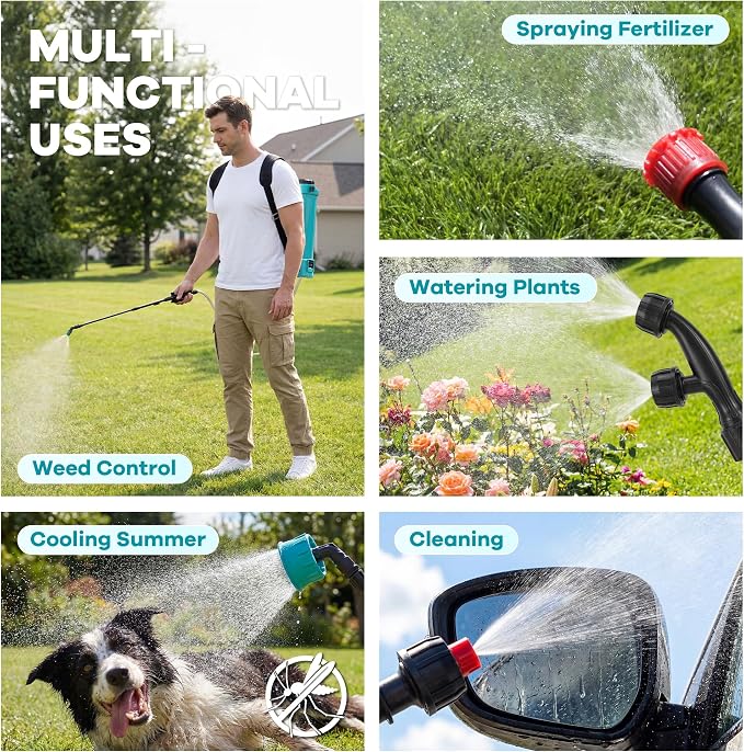 3.17 Gallon Battery Powered Backpack Sprayer, 0-65 PSI Adjustable Pressure, Electric Sprayer with 5 Nozzles and 1 Wands, 18V 2Ah Battery, Wide Mouth Lid for Weeding, Spraying