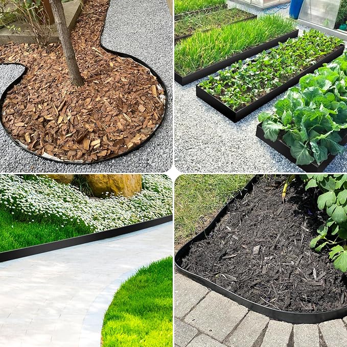 Landscape Edging, 4" x 100' Garden Edging, Black Edging for Landscaping with 90 Pcs Anchoring Spikes for Garden Flower Beds Yard Lawn