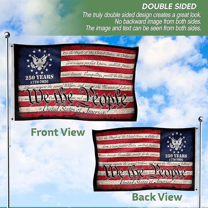 250 Anniversary Usa Flag, Commemorative House Flags, Two-sided Design 3x5 Ft, Patriotic Flags 3