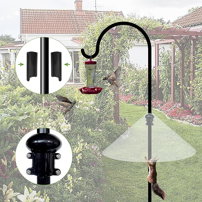 Squirrel Baffle for Bird Feeder Pole - 19 Inch for Shepherd’s Hook, Squirrel Proof Cone (1 Pack, Transparent)