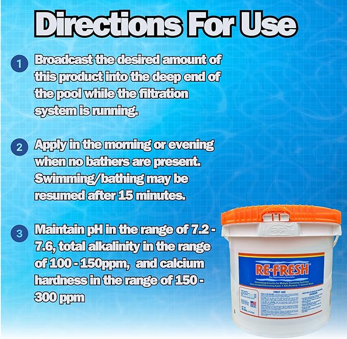 Refresh Granular 68% Active Chlorine Shock | 25-Pound Bucket | Perfect for Swimming Pools, Use As Bactericide, Algaecide, and Disinfectant in Swimming Pools and Spas | Fast Dissolving Shock