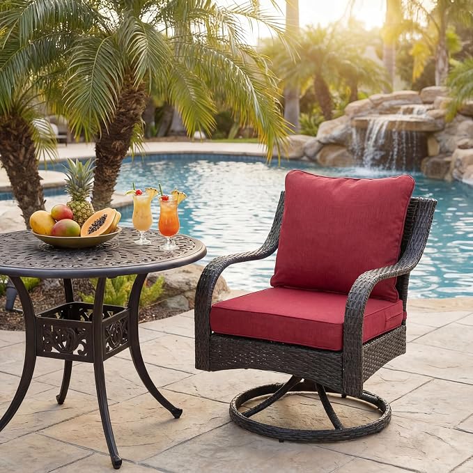 Art Leon 22x 24 Outdoor Seat Cushion 28D High Density Foam Patio Chair Cushions with Non-Slip Backing Patio Cushions for Patio Furniture Porch Swing Garden Bench Camping Stadium Red