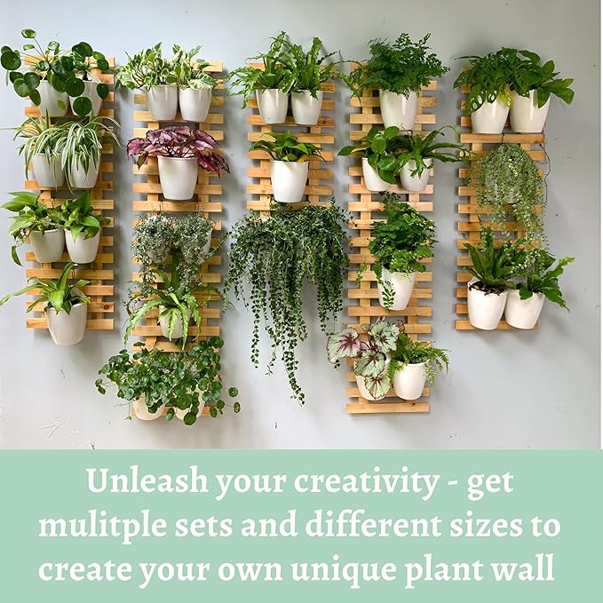 ShopLaLa Wall Planter (120cm, 2 Pack) Large Wooden Hanging Ladder Planters for Indoor Outdoor Plants, Wall Mount Plant Holders Succulents Orchids, Flower Pots, Vertical Garden Balcony Patio Home Decor