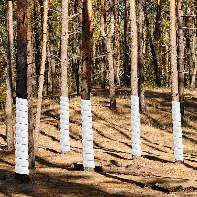 Wesiti 20 Pcs Tree Trunk Protector Plastic Spiral Trunk Tree Wrap Guard Bark Tube Protectors to Protect Bark Saplings from Deer Cats Rodents Rabbit Mowers (White)