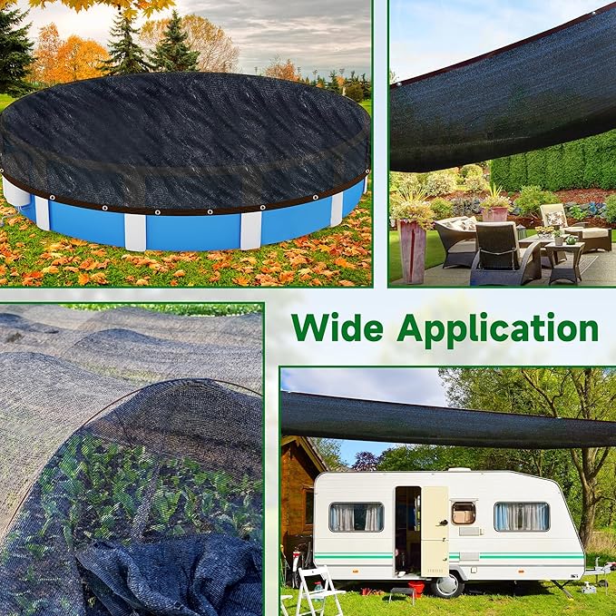 Pool Leaf Net Cover 28 ft Round, Fine Mesh Leaf Net for Above Ground Pool, Winter Pool Cover 28 ft Round Above Ground, Cover Size: 31-Feet Dia (Includes 3-feet Overlap) (Black -Round, 28FT)