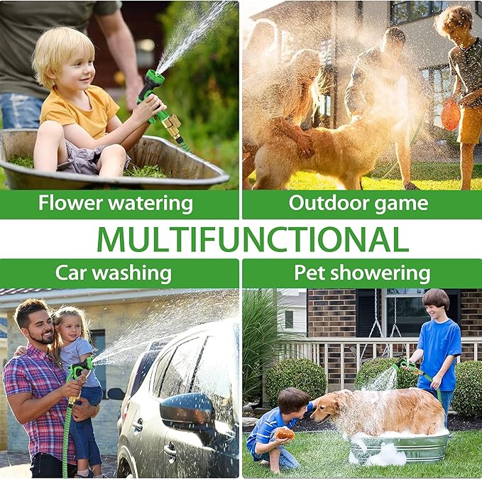 50 ft Expandable Garden Hose -2026 Newly Upgraded Expanding Garden Hoses with 10 Function Spray Nozzle, Extra Strength Fabric, Leak-Proof, Lightweight, Kink-Free Flexible Retractable Hose(Green Black)