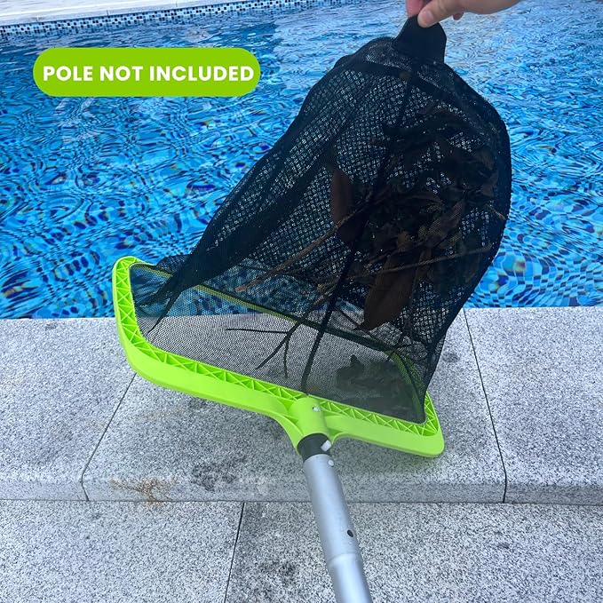 Sepetrel Swimming Pool Leaf Skimmer Net,Double-Layer & Reinforced Frame Deep Rake Nets