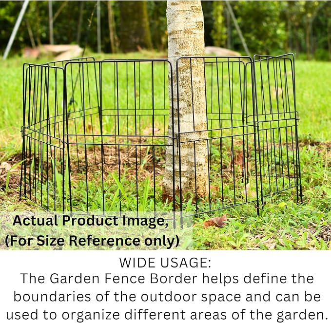 LaLaGreen Bundle- 2 Pack, 12 Inch Hanging Basket with Coco Liner + 10 Pack,24 Inch Decorative Garden Fence Black Metal Wire Landscape Edging Balcony Patio Porch Flower Plant Pot Farmhouse Style Garden